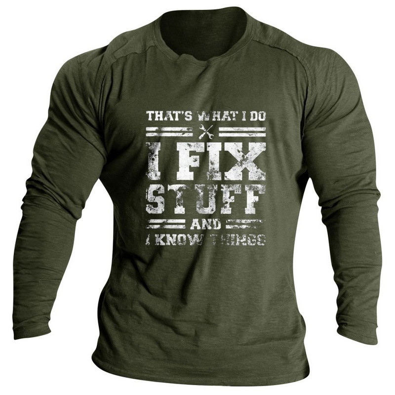 Vintage ανδρικά μπλουζάκια Φθινοπωρινά ρούχα διασκεδαστικά γράμματα εκτύπωσης Ρούχα με μακρυμάνικο λαιμόκοψη Μπλούζες casual γυμναστικής για ανδρικά πουκάμισα μπλουζάκια