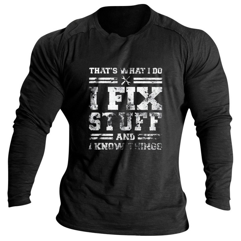 Vintage ανδρικά μπλουζάκια Φθινοπωρινά ρούχα διασκεδαστικά γράμματα εκτύπωσης Ρούχα με μακρυμάνικο λαιμόκοψη Μπλούζες casual γυμναστικής για ανδρικά πουκάμισα μπλουζάκια