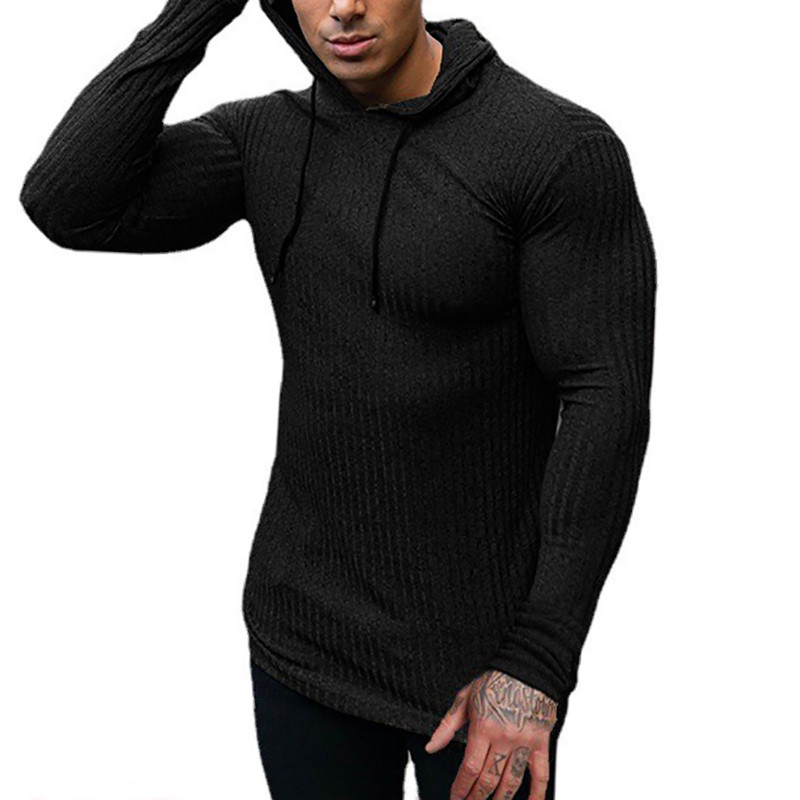 Novi modni veste s kapuljačom proljeće jesen Muška tanka pletena odjeća za teretanu Slim Fit pulover Muški klasični rebrasti pleteni džemperi s kapuljačom