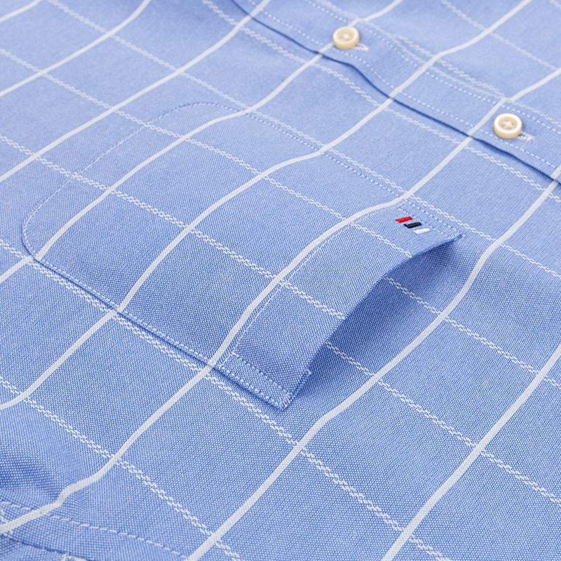Ανδρικό μπλουζάκι Oxford Fashion 100% βαμβακερό μακρυμάνικο Casual Slim μονόχρωμο καρό επίσημο πουκάμισο με ρίγες