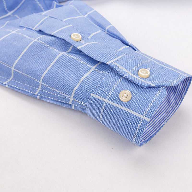 Ανδρικό μπλουζάκι Oxford Fashion 100% βαμβακερό μακρυμάνικο Casual Slim μονόχρωμο καρό επίσημο πουκάμισο με ρίγες