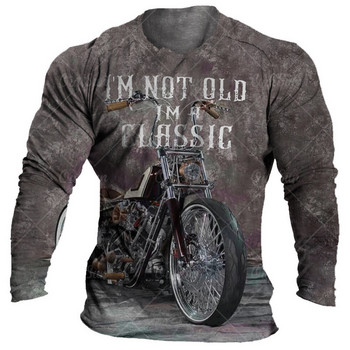 Vintage μπλουζάκι μοτοσικλέτας Ανδρικά μπλουζάκια μακρυμάνικα μπλουζάκια 3d print Casual μπλουζάκια φαρδιά υπερμεγέθη μπλουζάκια Ανδρικά ρούχα 5xl