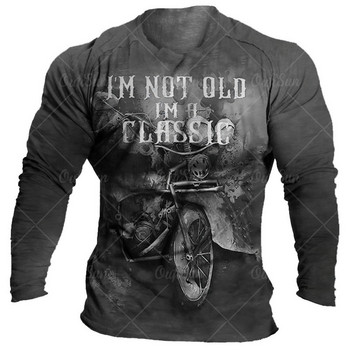 Vintage μπλουζάκι μοτοσικλέτας Ανδρικά μπλουζάκια μακρυμάνικα μπλουζάκια 3d print Casual μπλουζάκια φαρδιά υπερμεγέθη μπλουζάκια Ανδρικά ρούχα 5xl