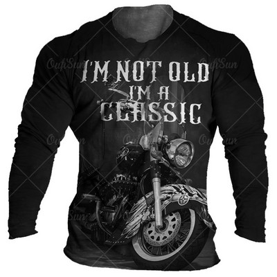 Vintage μπλουζάκι μοτοσικλέτας Ανδρικά μπλουζάκια μακρυμάνικα μπλουζάκια 3d print Casual μπλουζάκια φαρδιά υπερμεγέθη μπλουζάκια Ανδρικά ρούχα 5xl