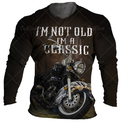Vintage μπλουζάκι μοτοσικλέτας Ανδρικά μπλουζάκια μακρυμάνικα μπλουζάκια 3d print Casual μπλουζάκια φαρδιά υπερμεγέθη μπλουζάκια Ανδρικά ρούχα 5xl