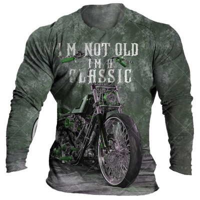 Vintage μπλουζάκι μοτοσικλέτας Ανδρικά μπλουζάκια μακρυμάνικα μπλουζάκια 3d print Casual μπλουζάκια φαρδιά υπερμεγέθη μπλουζάκια Ανδρικά ρούχα 5xl