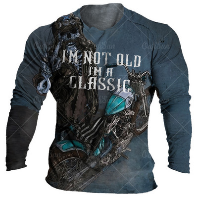 Vintage μπλουζάκι μοτοσικλέτας Ανδρικά μπλουζάκια μακρυμάνικα μπλουζάκια 3d print Casual μπλουζάκια φαρδιά υπερμεγέθη μπλουζάκια Ανδρικά ρούχα 5xl