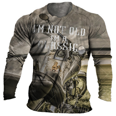Vintage μπλουζάκι μοτοσικλέτας Ανδρικά μπλουζάκια μακρυμάνικα μπλουζάκια 3d print Casual μπλουζάκια φαρδιά υπερμεγέθη μπλουζάκια Ανδρικά ρούχα 5xl