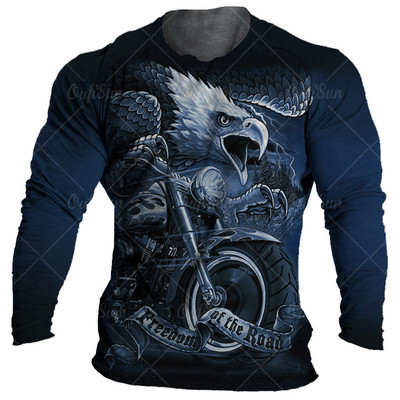 Vintage μπλουζάκι μοτοσικλέτας Ανδρικά μπλουζάκια μακρυμάνικα μπλουζάκια 3d print Casual μπλουζάκια φαρδιά υπερμεγέθη μπλουζάκια Ανδρικά ρούχα 5xl