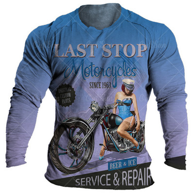 Vintage μπλουζάκι μοτοσικλέτας Ανδρικά μπλουζάκια μακρυμάνικα μπλουζάκια 3d print Casual μπλουζάκια φαρδιά υπερμεγέθη μπλουζάκια Ανδρικά ρούχα 5xl