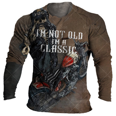 Vintage μπλουζάκι μοτοσικλέτας Ανδρικά μπλουζάκια μακρυμάνικα μπλουζάκια 3d print Casual μπλουζάκια φαρδιά υπερμεγέθη μπλουζάκια Ανδρικά ρούχα 5xl