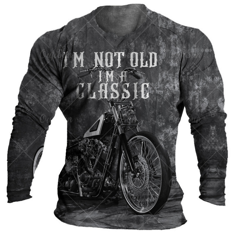 Vintage μπλουζάκι μοτοσικλέτας Ανδρικά μπλουζάκια μακρυμάνικα μπλουζάκια 3d print Casual μπλουζάκια φαρδιά υπερμεγέθη μπλουζάκια Ανδρικά ρούχα 5xl