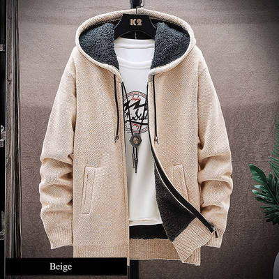 FALIZA Pulover tricotat Cardigan cu glugă pentru bărbați, culoare uni, lână groasă, tricotaje ocazionale, îmbrăcăminte masculină, pulovere pentru bărbați MXY117