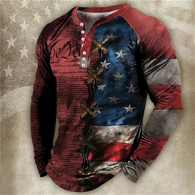 Ανδρικά μακρυμάνικα μπλουζάκια μόδας 3d Eagles print Μπλουζάκια Usa Μπλούζες βαμβακερά μπλουζάκια με λαιμόκοψη σε V casual Harajuku Streetwear Ανδρικά ρούχα