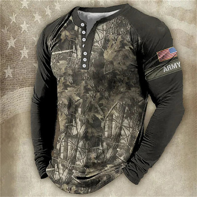 Ανδρικά μακρυμάνικα μπλουζάκια μόδας 3d Eagles print Μπλουζάκια Usa Μπλούζες βαμβακερά μπλουζάκια με λαιμόκοψη σε V casual Harajuku Streetwear Ανδρικά ρούχα