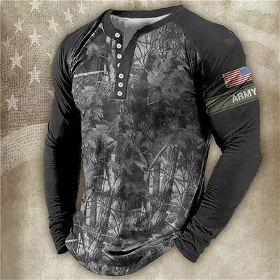 Ανδρικά μακρυμάνικα μπλουζάκια μόδας 3d Eagles print Μπλουζάκια Usa Μπλούζες βαμβακερά μπλουζάκια με λαιμόκοψη σε V casual Harajuku Streetwear Ανδρικά ρούχα