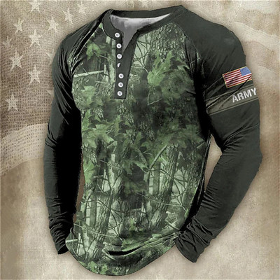 Ανδρικά μακρυμάνικα μπλουζάκια μόδας 3d Eagles print Μπλουζάκια Usa Μπλούζες βαμβακερά μπλουζάκια με λαιμόκοψη σε V casual Harajuku Streetwear Ανδρικά ρούχα