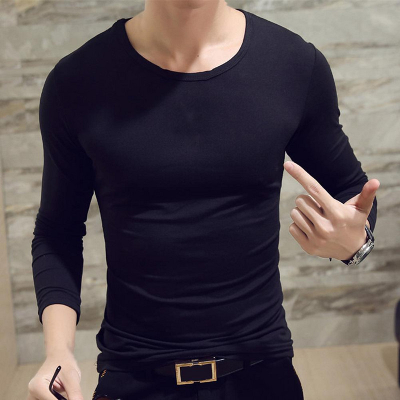 Ανδρικό μπλουζάκι μακρυμάνικο με λαιμόκοψη μονόχρωμο πουλόβερ πουλόβερ με πάτο ζεστό άνετο μπλουζάκι σε συν μέγεθος Ανδρικά ρούχα