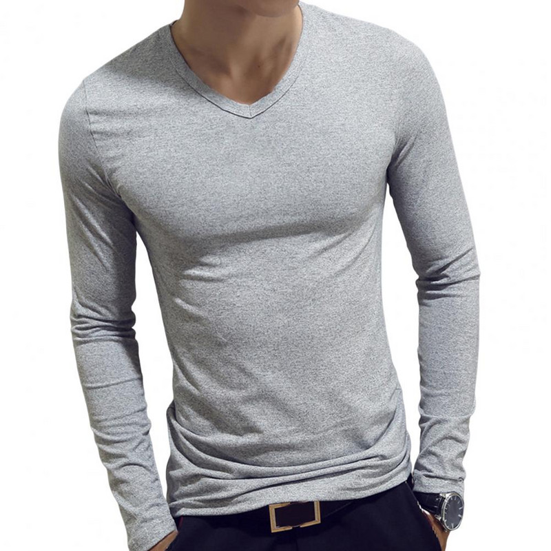 Ανδρικό μπλουζάκι μακρυμάνικο με λαιμόκοψη μονόχρωμο πουλόβερ πουλόβερ με πάτο ζεστό άνετο μπλουζάκι σε συν μέγεθος Ανδρικά ρούχα