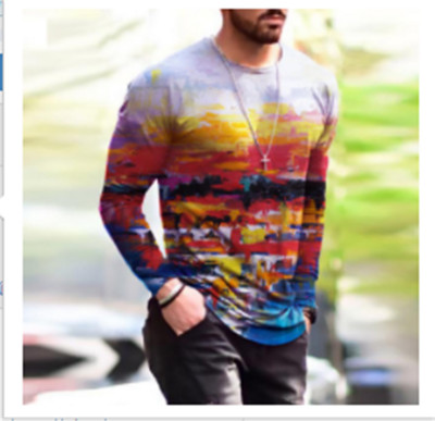 Μόδα μπλουζάκια ανδρικών ρούχων XS-6XL φθινοπωρινά μπλουζάκια με μακρυμάνικο ντεγκραντέ Street Tee τρισδιάστατη εκτύπωση Υπερμεγέθη ανδρικά μπλουζάκια