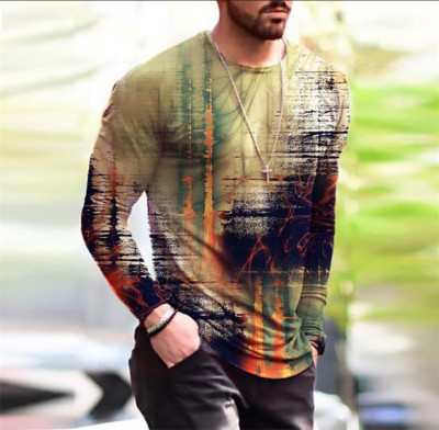 Μόδα μπλουζάκια ανδρικών ρούχων XS-6XL φθινοπωρινά μπλουζάκια με μακρυμάνικο ντεγκραντέ Street Tee τρισδιάστατη εκτύπωση Υπερμεγέθη ανδρικά μπλουζάκια