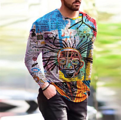 Μόδα μπλουζάκια ανδρικών ρούχων XS-6XL φθινοπωρινά μπλουζάκια με μακρυμάνικο ντεγκραντέ Street Tee τρισδιάστατη εκτύπωση Υπερμεγέθη ανδρικά μπλουζάκια