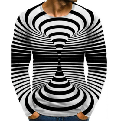 Μόδα μπλουζάκια ανδρικών ρούχων XS-6XL φθινοπωρινά μπλουζάκια με μακρυμάνικο ντεγκραντέ Street Tee τρισδιάστατη εκτύπωση Υπερμεγέθη ανδρικά μπλουζάκια