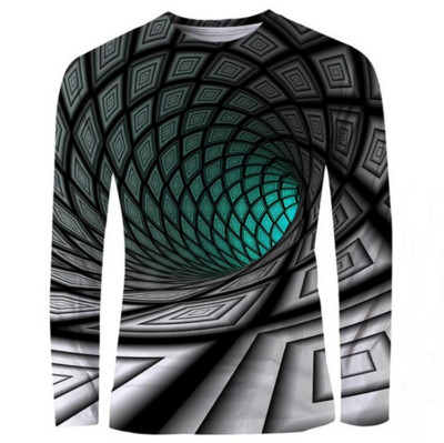 Μόδα μπλουζάκια ανδρικών ρούχων XS-6XL φθινοπωρινά μπλουζάκια με μακρυμάνικο ντεγκραντέ Street Tee τρισδιάστατη εκτύπωση Υπερμεγέθη ανδρικά μπλουζάκια