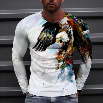 Ανδρικό μπλουζάκι με στρογγυλή λαιμόκοψη Animal Eagle Vintage 3D Print Ανδρικά ρούχα casual μακρυμάνικο μπλουζάκι μόδας πουλόβερ ανδρικά ρούχα