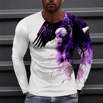 Ανδρικό μπλουζάκι με στρογγυλή λαιμόκοψη Animal Eagle Vintage 3D Print Ανδρικά ρούχα casual μακρυμάνικο μπλουζάκι μόδας πουλόβερ ανδρικά ρούχα