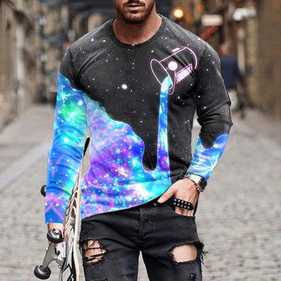 2021. aasta uus 3D-printimine pikkade varrukatega meeste ja naiste punk vabaajamoe hip-hop T-särk, fitness-spordi populaarne muster