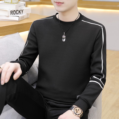 Φθινοπωρινό νέο ανδρικό μακρυμάνικο μπλουζάκι Κορεάτικο στυλ με στρογγυλή λαιμόκοψη Πουλόβερ με κουκούλα μοντέρνο και casual ανδρικό μπλουζάκι