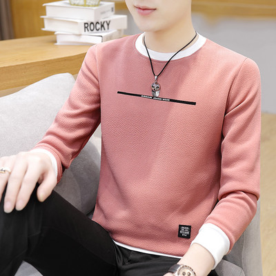 Φθινοπωρινό νέο ανδρικό μακρυμάνικο μπλουζάκι Κορεάτικο στυλ με στρογγυλή λαιμόκοψη Πουλόβερ με κουκούλα μοντέρνο και casual ανδρικό μπλουζάκι