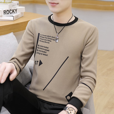 Φθινοπωρινό νέο ανδρικό μακρυμάνικο μπλουζάκι Κορεάτικο στυλ με στρογγυλή λαιμόκοψη Πουλόβερ με κουκούλα μοντέρνο και casual ανδρικό μπλουζάκι