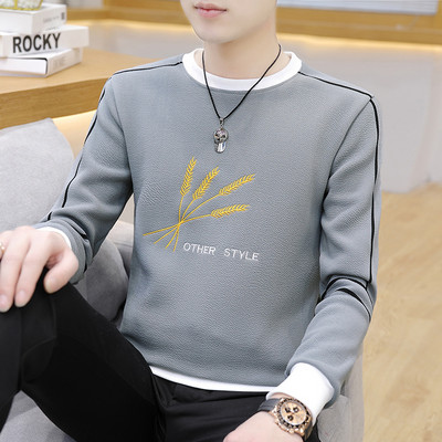 Φθινοπωρινό νέο ανδρικό μακρυμάνικο μπλουζάκι Κορεάτικο στυλ με στρογγυλή λαιμόκοψη Πουλόβερ με κουκούλα μοντέρνο και casual ανδρικό μπλουζάκι