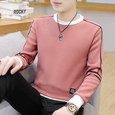 Φθινοπωρινό νέο ανδρικό μακρυμάνικο μπλουζάκι Κορεάτικο στυλ με στρογγυλή λαιμόκοψη Πουλόβερ με κουκούλα μοντέρνο και casual ανδρικό μπλουζάκι