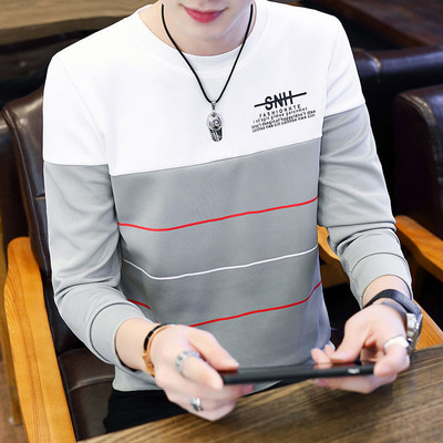 Φθινοπωρινό νέο ανδρικό μακρυμάνικο μπλουζάκι Κορεάτικο στυλ με στρογγυλή λαιμόκοψη Πουλόβερ με κουκούλα μοντέρνο και casual ανδρικό μπλουζάκι