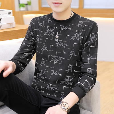 Φθινοπωρινό νέο ανδρικό μακρυμάνικο μπλουζάκι Κορεάτικο στυλ με στρογγυλή λαιμόκοψη Πουλόβερ με κουκούλα μοντέρνο και casual ανδρικό μπλουζάκι