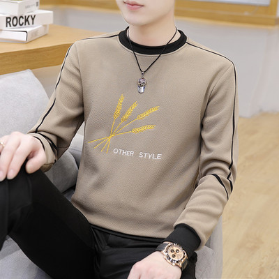 Φθινοπωρινό νέο ανδρικό μακρυμάνικο μπλουζάκι Κορεάτικο στυλ με στρογγυλή λαιμόκοψη Πουλόβερ με κουκούλα μοντέρνο και casual ανδρικό μπλουζάκι