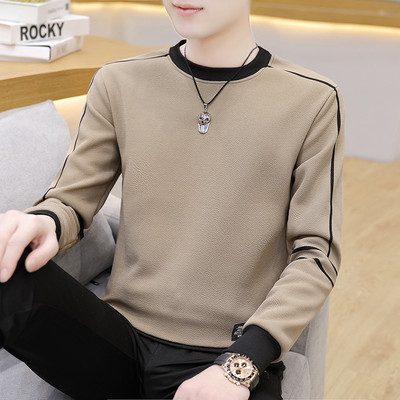 Φθινοπωρινό νέο ανδρικό μακρυμάνικο μπλουζάκι Κορεάτικο στυλ με στρογγυλή λαιμόκοψη Πουλόβερ με κουκούλα μοντέρνο και casual ανδρικό μπλουζάκι