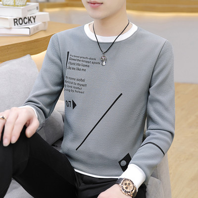 Φθινοπωρινό νέο ανδρικό μακρυμάνικο μπλουζάκι Κορεάτικο στυλ με στρογγυλή λαιμόκοψη Πουλόβερ με κουκούλα μοντέρνο και casual ανδρικό μπλουζάκι