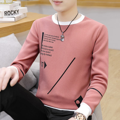 Φθινοπωρινό νέο ανδρικό μακρυμάνικο μπλουζάκι Κορεάτικο στυλ με στρογγυλή λαιμόκοψη Πουλόβερ με κουκούλα μοντέρνο και casual ανδρικό μπλουζάκι