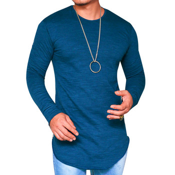 Φθινοπωρινό χειμωνιάτικο μπλουζάκι Ανδρικό μπλουζάκι με μακρυμάνικο ανδρικό μπλουζάκι με αδύνατη λαιμόκοψη, μασίφ μπλουζάκι street casual βαμβακερό πουλόβερ
