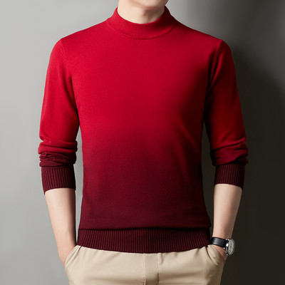 Πουλόβερ χειμωνιάτικων νέων ανδρών 2022 με μισό ζιβάγκο χοντρό ντεγκραντέ Κορεατικής μόδας Ζεστό πλεκτό πουλόβερ Ανδρικά επώνυμα ρούχα