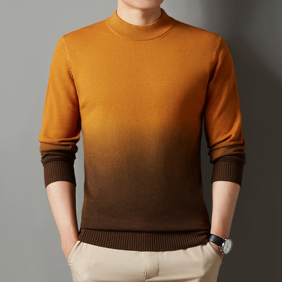 Πουλόβερ χειμωνιάτικων νέων ανδρών 2022 με μισό ζιβάγκο χοντρό ντεγκραντέ Κορεατικής μόδας Ζεστό πλεκτό πουλόβερ Ανδρικά επώνυμα ρούχα