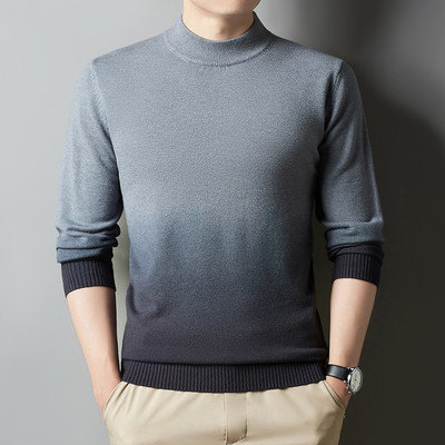 Πουλόβερ χειμωνιάτικων νέων ανδρών 2022 με μισό ζιβάγκο χοντρό ντεγκραντέ Κορεατικής μόδας Ζεστό πλεκτό πουλόβερ Ανδρικά επώνυμα ρούχα