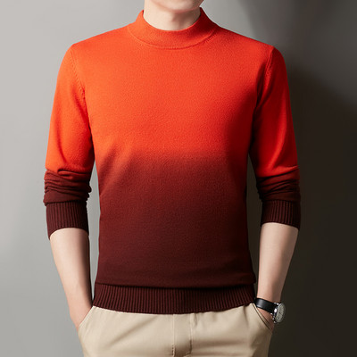 Πουλόβερ χειμωνιάτικων νέων ανδρών 2022 με μισό ζιβάγκο χοντρό ντεγκραντέ Κορεατικής μόδας Ζεστό πλεκτό πουλόβερ Ανδρικά επώνυμα ρούχα