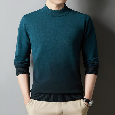 Πουλόβερ χειμωνιάτικων νέων ανδρών 2022 με μισό ζιβάγκο χοντρό ντεγκραντέ Κορεατικής μόδας Ζεστό πλεκτό πουλόβερ Ανδρικά επώνυμα ρούχα