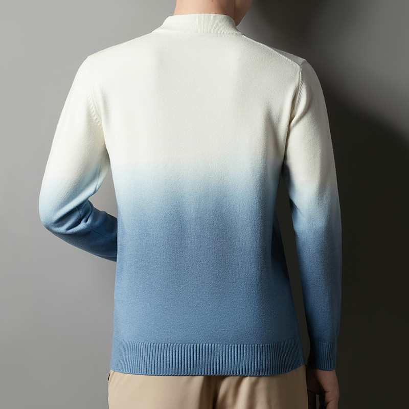 Πουλόβερ χειμωνιάτικων νέων ανδρών 2022 με μισό ζιβάγκο χοντρό ντεγκραντέ Κορεατικής μόδας Ζεστό πλεκτό πουλόβερ Ανδρικά επώνυμα ρούχα