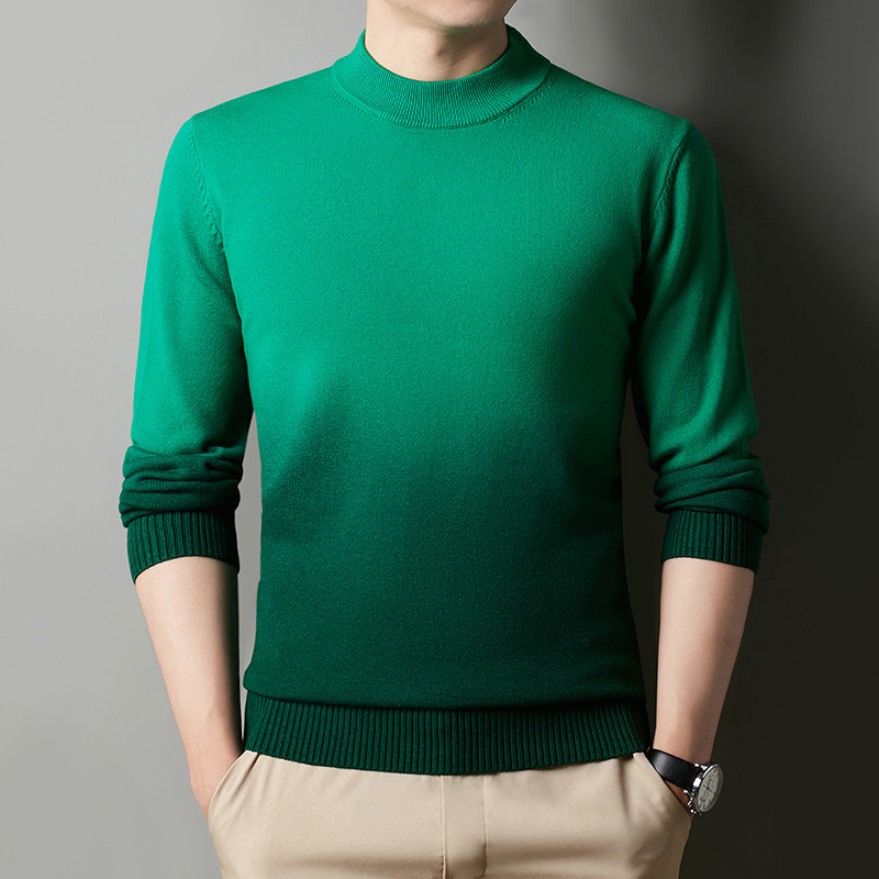 Πουλόβερ χειμωνιάτικων νέων ανδρών 2022 με μισό ζιβάγκο χοντρό ντεγκραντέ Κορεατικής μόδας Ζεστό πλεκτό πουλόβερ Ανδρικά επώνυμα ρούχα